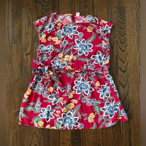 Old Navy Maternity M Cranberry Red Bright Floral Sleeveless Tie-Waist Blouse